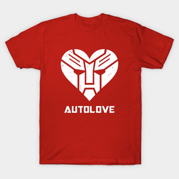 Autolove Cool Robot Inspired Heart Symbol T-Shirt by BoggsNicolas